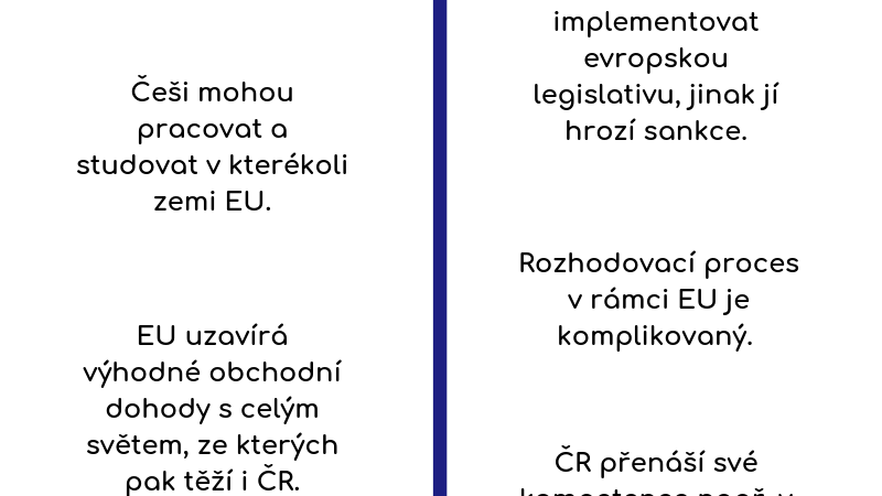 Infografika: ČR slaví 15 let v&nbsp;EU. Jaké jsou hlavní výhody a&nbsp;nevýhody členství?