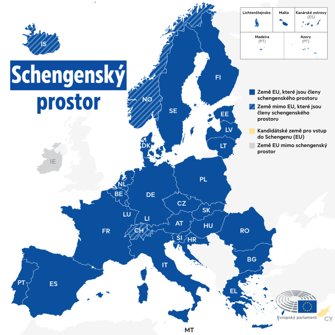 Schengenský prostor. Zdroj: Evropský parlament